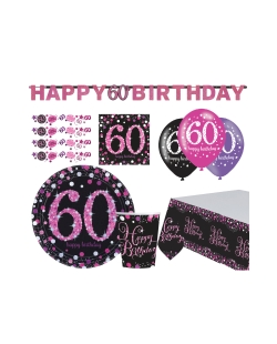 Party Set Sprakl.Celb.Rosa 60: Plat, Vas, Serv, Mant, Guirn...